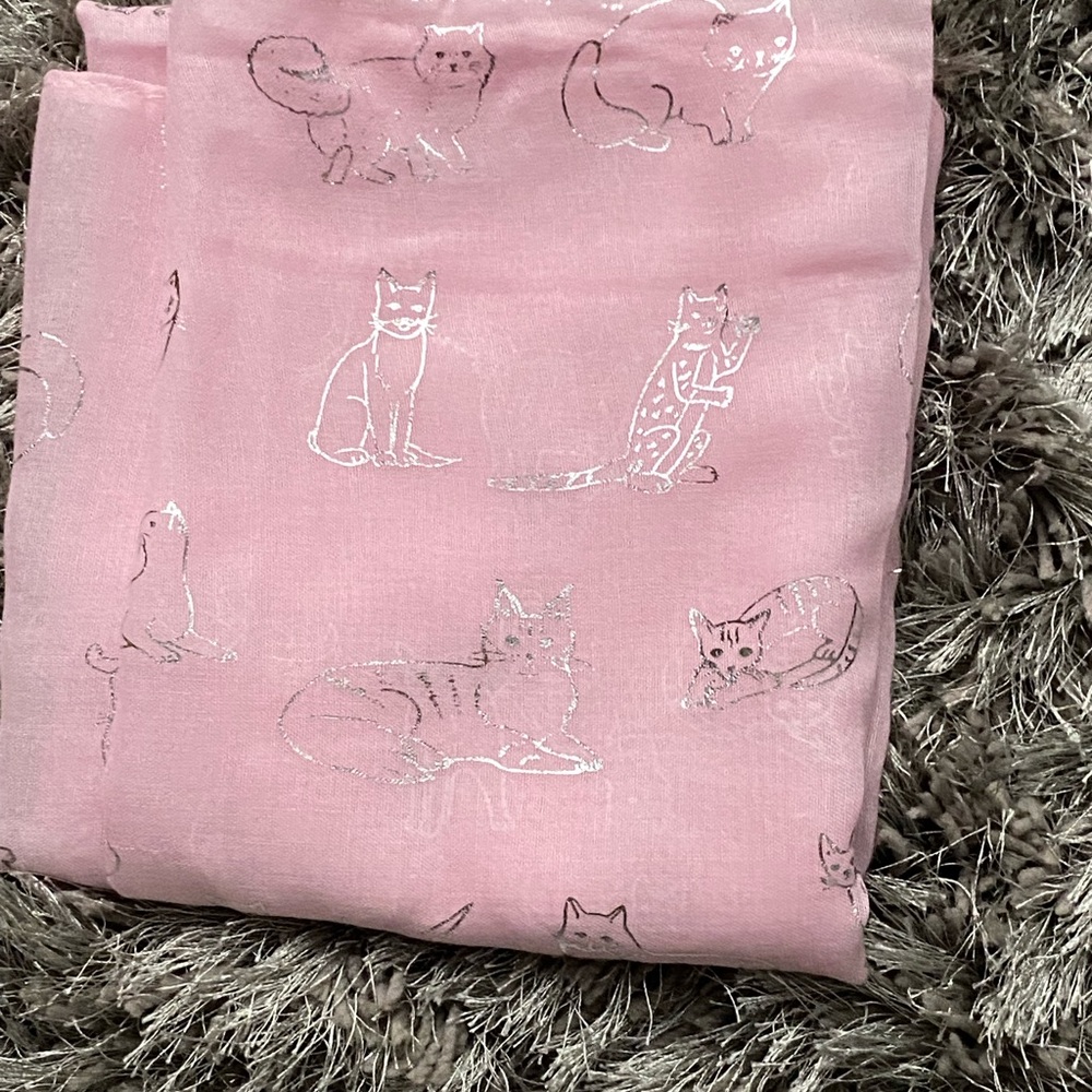Pink Cat -Kitten Print Oblong Scarf